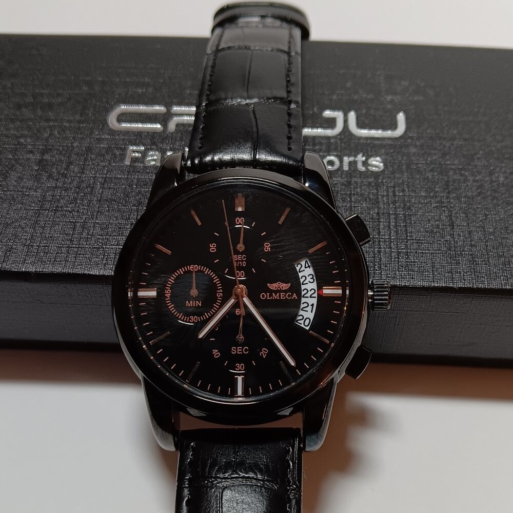 OLMECA MENS SPORTS FASHION WATCH - BLACK /BLACK